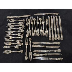 FB Rogers French Roses Silverplate Flatware – 33 Piece Set